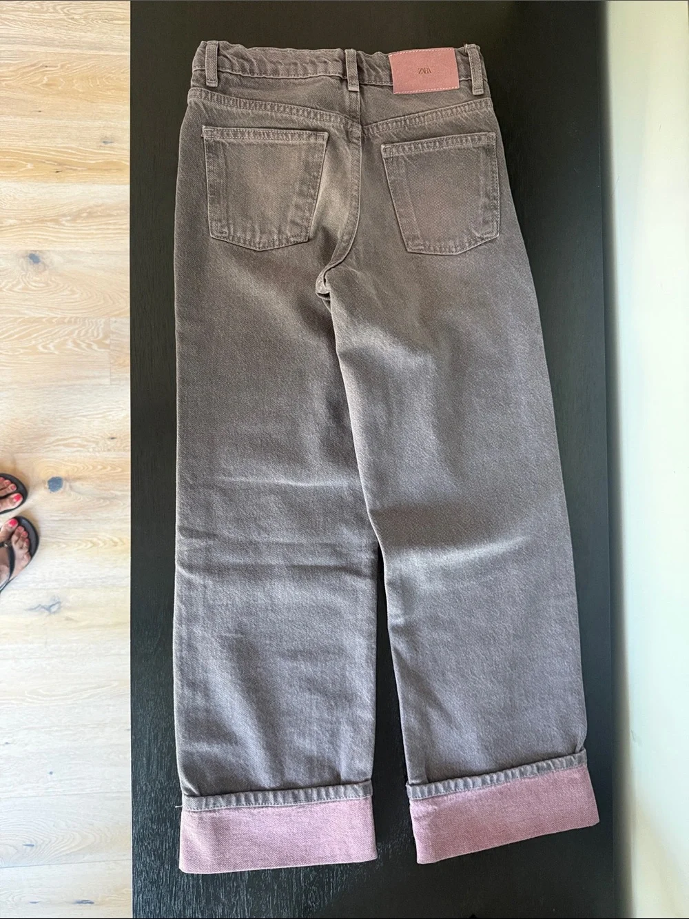 Zara Kids Two-Tone Gray Jeans with Pink Cuffs